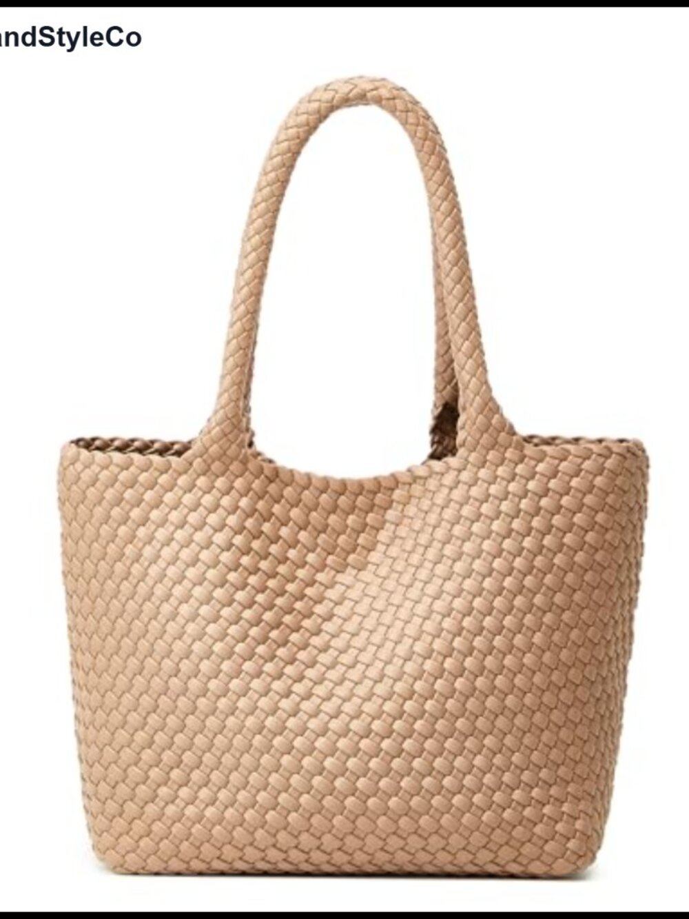 Woven Vegan Leather Tote Bag with Detachable Clutch & Anti-Theft Pocket Large